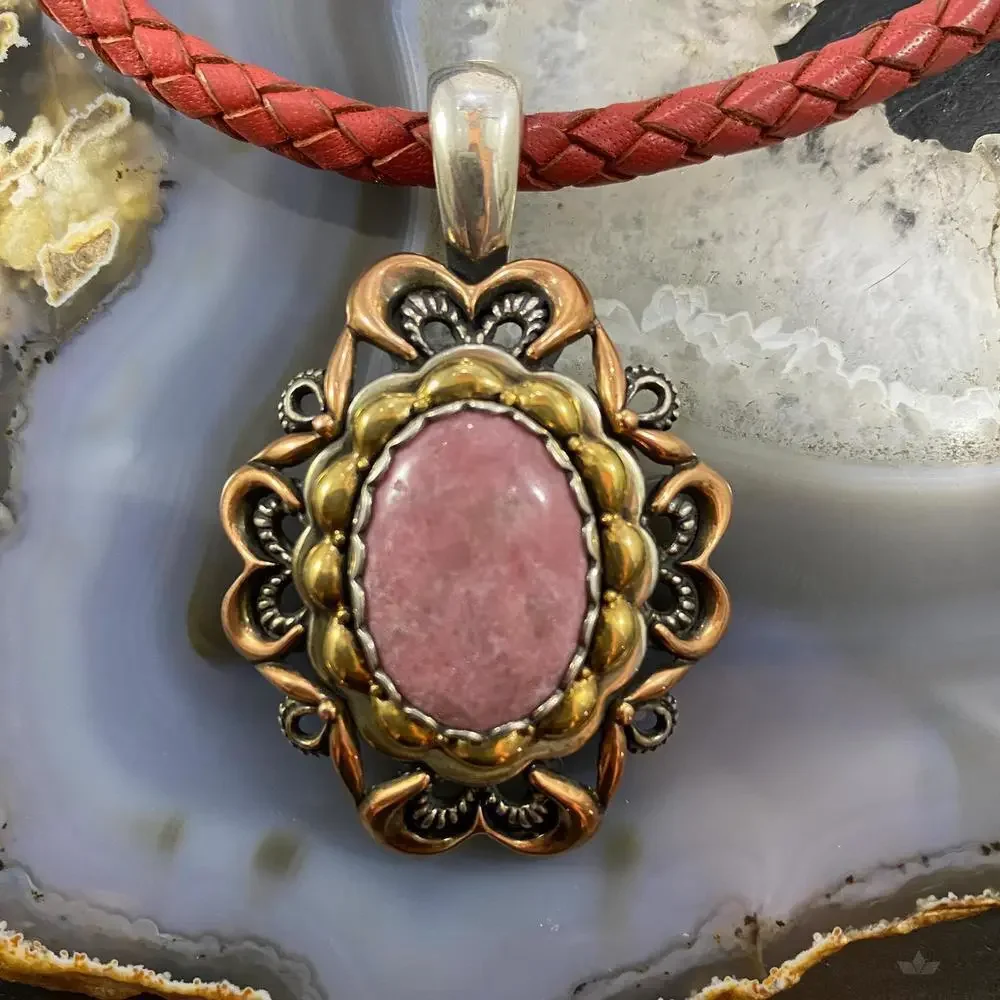 Carolyn Pollack Southwestern Style Mix Metal Turquoise & Rhodonite Pendant